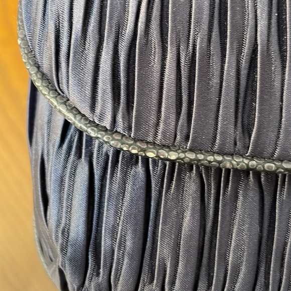 COACH UEC Vintage Blue Clutch or Shoulder Bag Ruched Leather Trim - Picture 6 of 16